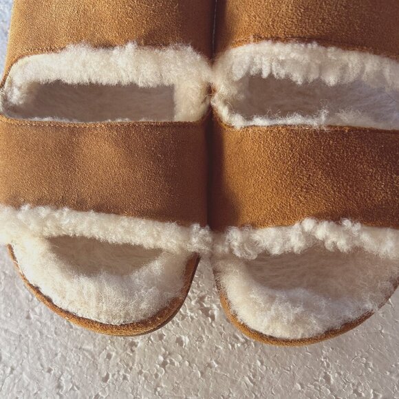 Flipflop SZ 6 Shuv Suede 2-Bar Sherpa Lined Platform Slide Comfort Shoe Boho - Picture 5 of 12